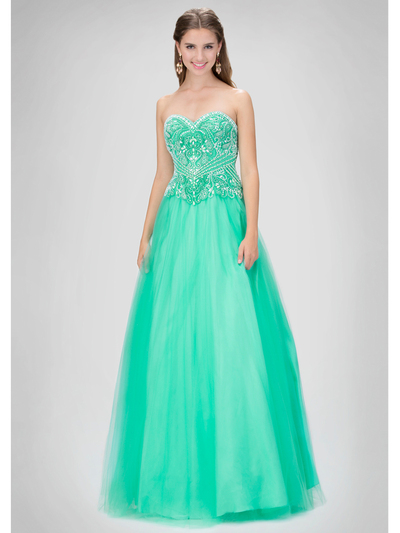 GL1300P Strapless Sweetheart Prom Dress - Tiffany, Front View Medium