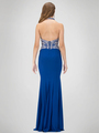 GL1301X Halter Top Prom Evening Dress with Beading - Royal Blue, Back View Thumbnail