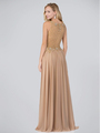 GL1304P Sleeveless Sequins Floor Length Evening Dress  - Camel, Back View Thumbnail