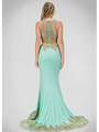 GL1312D Mock Two Piece Prom Dress with Court Train - Tiffany, Back View Thumbnail