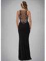 GL1315D High Neck Evening Dress with Sheer Back - Black, Back View Thumbnail