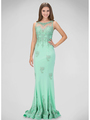 GL1318D Princess Scoop Neck Prom Evening Dress with Train - Tiffany, Front View Thumbnail