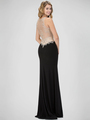 GL1323X Sleeveless Embroidered Bodice Evening Dress  - Black, Back View Thumbnail
