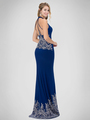 GL1325X Red Carpet Inspired Halter Top Prom Evening Dress with Train - Blue, Back View Thumbnail