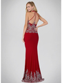 GL1325X Red Carpet Inspired Halter Top Prom Evening Dress with Train - Red, Back View Thumbnail