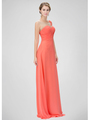 GL1332X Mock One Shoulder Bridesmaid Dress - Coral, Front View Thumbnail