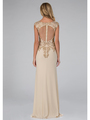 GL1333X Cap Sleeve Floor Length Mother of the Brides Evening Dress - Champagne, Back View Thumbnail