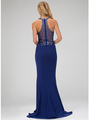 GL1337D Halter Beaded Top Prom Evening Dress - Royal Blue, Back View Thumbnail