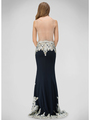 GL1342D Sleeveless Prom Evening Dress with Sheer Back - Navy, Back View Thumbnail