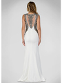 GL1347P Form Fitted Evening Dress with Sheer Back - Ivory, Back View Thumbnail