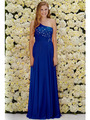GL2021 One Shoulder Prom Dress - Royal Blue, Front View Thumbnail