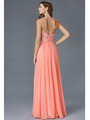 GL2049 Embellished Strapless Chiffon Gown - Coral, Back View Thumbnail