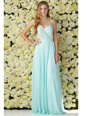 GL2049 Embellished Strapless Chiffon Gown, Tiffany