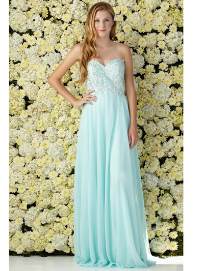 GL2049 Embellished Strapless Chiffon Gown - Tiffany, Front View Medium