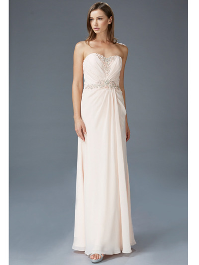 GL2060 Sweetheart Strapless Evening Dress - Peach, Front View Medium