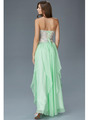 GL2092 Embellished Bodice Strapless Prom Dress - Light Green, Back View Thumbnail