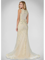 GL3144P Sleeveless Tulle Gown with Beading - Ivory, Back View Thumbnail