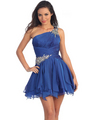 GS1037 One Shoulder Handkerchief Skirt Party Dress - Royal, Front View Thumbnail