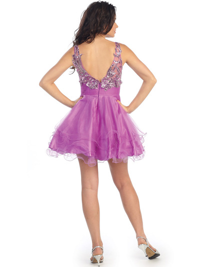 GS1126 Perfectly Perky Party Dress - Purple, Back View Medium