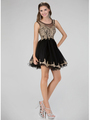 GS1334D Sleeveless Sheer Homecoming Dress with Lace Applique - Black, Front View Thumbnail