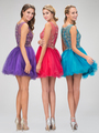 GS1335D Beautiful Homecoming Dress with Tulle Skirt - Purple, Back View Thumbnail