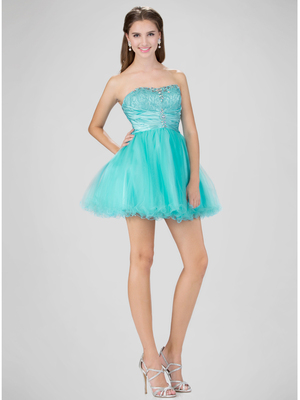 GS1345 Mini Sweetheart Homecoming Dress with Tulle Skirt, Blue
