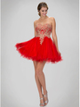 GS1348P Mini Sweethear Homecoming Dress with Open back - Red, Front View Thumbnail