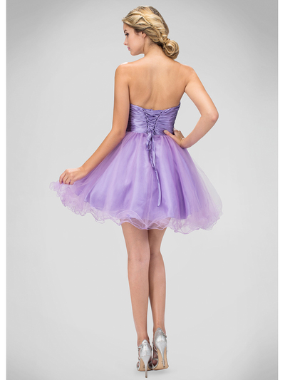 GS1350P Strapless Sweetheart Homecoming Dress - Lilac, Back View Medium
