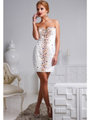 H1201 Ivory Sweetheart Crystal Embellished Cocktail Dress By Terani - Ivory Multi, Front View Thumbnail