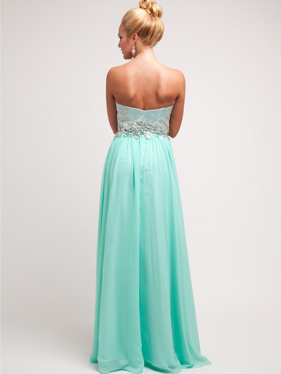 H3001 Strapless Sweetheart Prom Dress - Mint, Back View Medium
