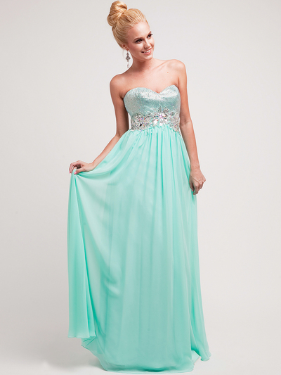 H3001 Strapless Sweetheart Prom Dress - Mint, Front View Medium