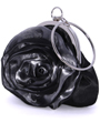 HBG8643 Black Grey Rosette Evening Bag - Black, Alt View Thumbnail