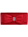 HBG90948 Red Evening Bag with Bow - Red, Front View Thumbnail
