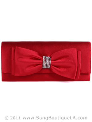 HBG90948 Red Evening Bag with Bow, Red