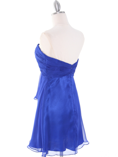 HK5744 Shirred Front Jeweled Homecoming Dress - Blue, Back View Medium