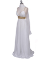 HK9163 White Beaded Evening Dress - White, Alt View Thumbnail