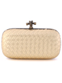 ICP1532 Gold Leather Weave Clutch - Gold, Front View Thumbnail