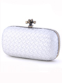 ICP1532 Silver Leather Weave Clutch - Silver, Alt View Thumbnail