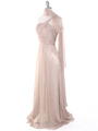 J1330S One Shoulder Jeweled Evening Dress - Beige, Alt View Thumbnail