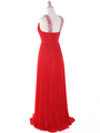J1332S Jeweled Evening Dress - Red, Back View Thumbnail
