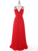 J1332S Jeweled Evening Dress, Red