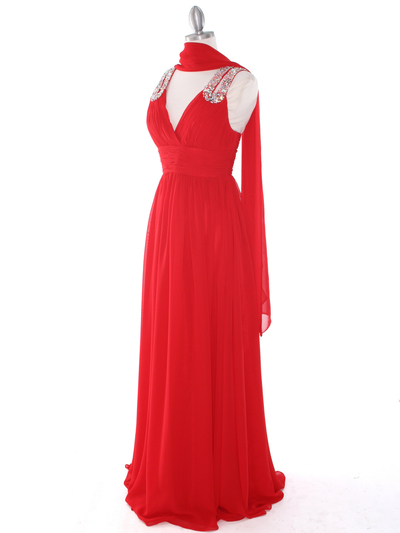 J1332S Jeweled Evening Dress - Red, Alt View Medium