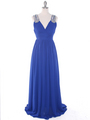 J1332S Jeweled Evening Dress - Royal Blue, Front View Thumbnail