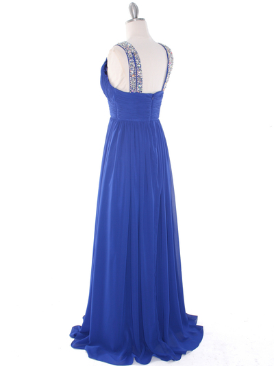 J1332S Jeweled Evening Dress - Royal Blue, Back View Medium