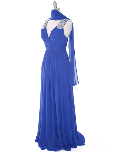 J1332S Jeweled Evening Dress - Royal Blue, Alt View Medium