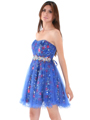 JC004 Strapless Net Overlay Sequin Homecoming Dress - Royal Blue, Alt View Thumbnail