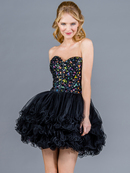 Black Jeweled Corset Short Prom Dress