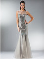 JC1834 Silver Sweetheart Illusion Neckline Mermaid Evening Gown - Silver, Front View Thumbnail