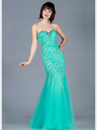JC2381 Mint Sequin and Bead Mermaid Prom Dress - Mint, Front View Thumbnail