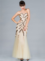JC2452 Sequin Decor Prom Dress - Champagne, Front View Thumbnail